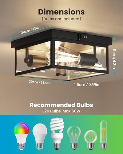 Outdoor Ceiling Light with Motion Sensor 12'' (2 Count)