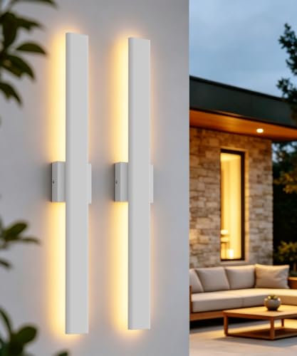 31.5" LED Outdoor White Wall Sconce (2 Count)