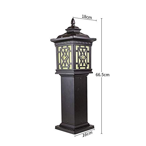 66.5Cm Brown Outdoor Lamp Post Light Fixture Waterproof Antirust Safety Pillar Lamp Wall Lamp Safety Street Lamp for Villa Backyard