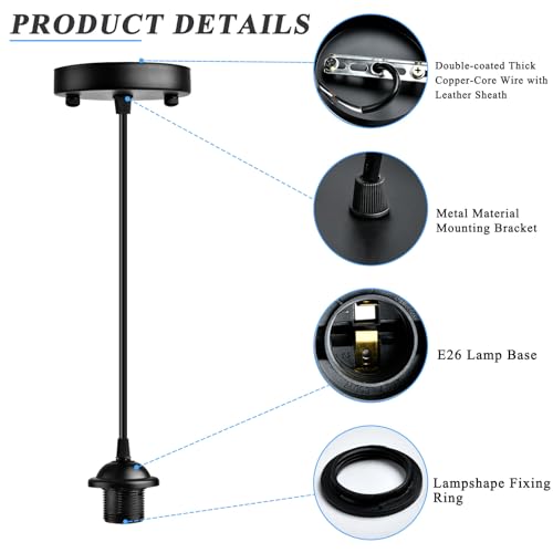 2 Pack Black Vintage Pendant Light Kit (2 Count)