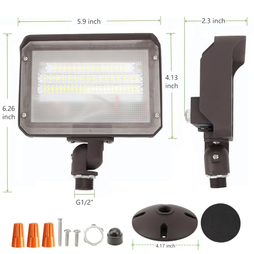 2Pack Dusk to Dawn Outdoor 40W LED Flood Light with Knuckle & Plate Mount (2 Count)