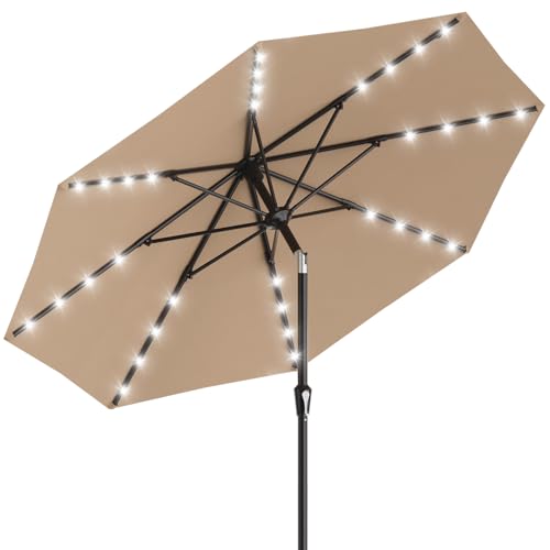 9FT Patio Umbrella with Solar Lights