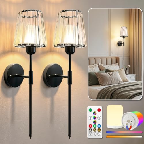 23 inch Crystal Battery Operated Wall Sconce Set of 2
