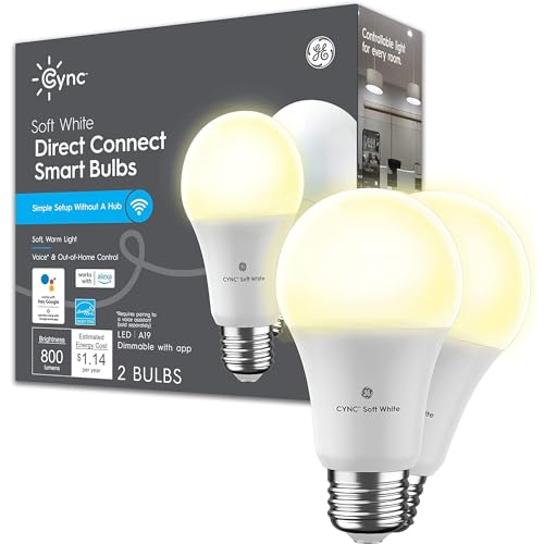 GE CYNC A19 Smart LED Light Bulbs (2 Count)