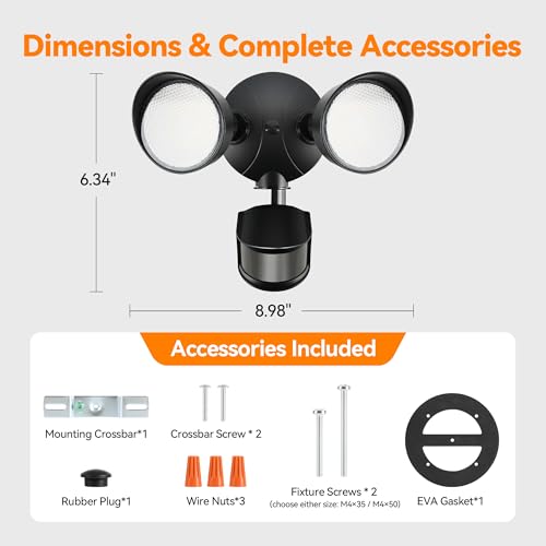 45W 5500LM PIR Motion Sensor Outdoor Lights