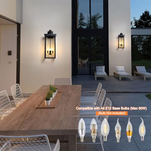 Large Exterior Wall Sconce Sensor Outdoor Lights for House 26'' Waterproof