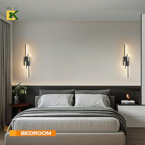 Modern LED Wall Sconce Black Remote Wall Light Fixtures for Bathroom