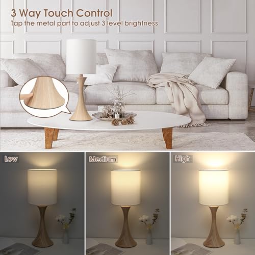 Dimmable Wood Grain Metal Table Lamp