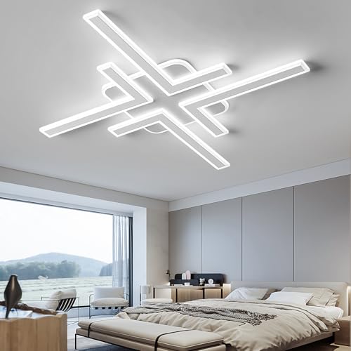 Modern LED Ceiling Lihgt with Remote Control Sputnik Flush Mount Ceiling Light Fixture 3 Color Dimmable White Chandelier for Kitchen Dining Room Living Room Bedroom