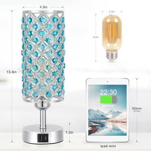 Blue Crystal Bedside Lamp