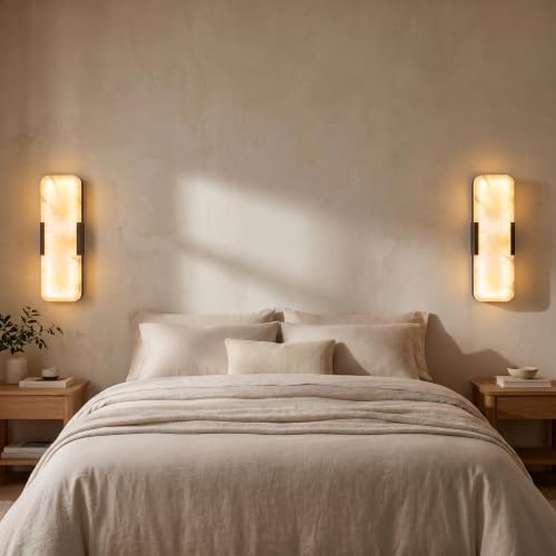 17.72”Natural Alabaster Marble Wall Sconce