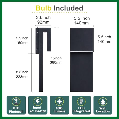 Dusk to Dawn Outdoor Wall Lights 2 Packs (2 Count)