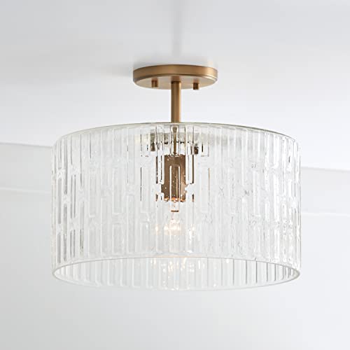 Capital Lighting 241311AD Emerson Embossed Seeded Glass Convertible Pendant