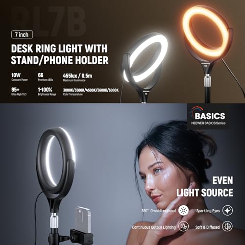 Basics 7" Desk Ring Light with Stand
