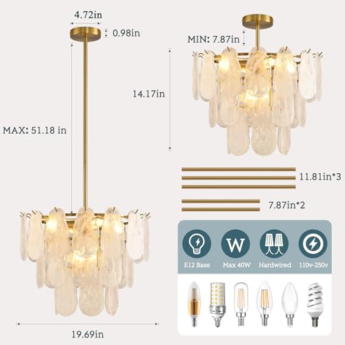 Modern Gold Cloud Glass Chandeliers