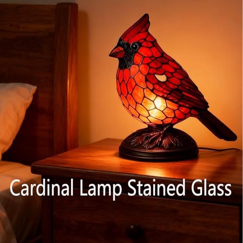 Cardinal Lamp Stained Glass