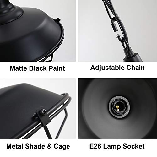 Industrial Pendant Lights 2 Pack Farmhouse Pendant Lights with Adjustable Chain (2 count)