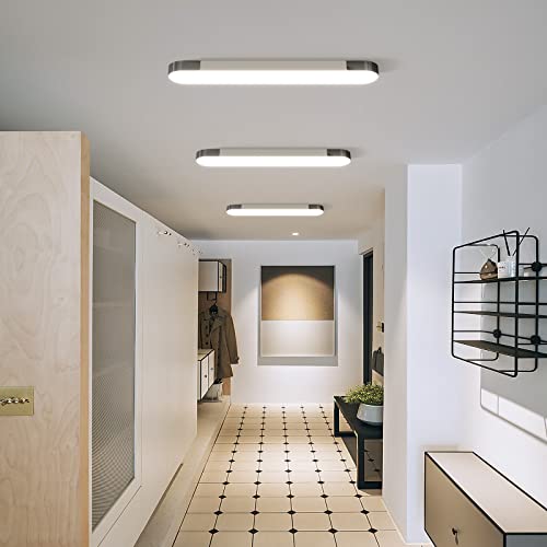 Dimmable LED Ceiling Light Modern Acrylic Linear LED Ceiling Lamp 39.4in Semi Flush Mount Wraparound Shape Lighting Fixture with Remote Control for Kitchen Dining Room