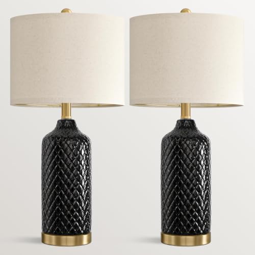 24.25" Ceramic Table Lamps for Living Room Bedroom Modern Lamps Set of 2 (2 Count)
