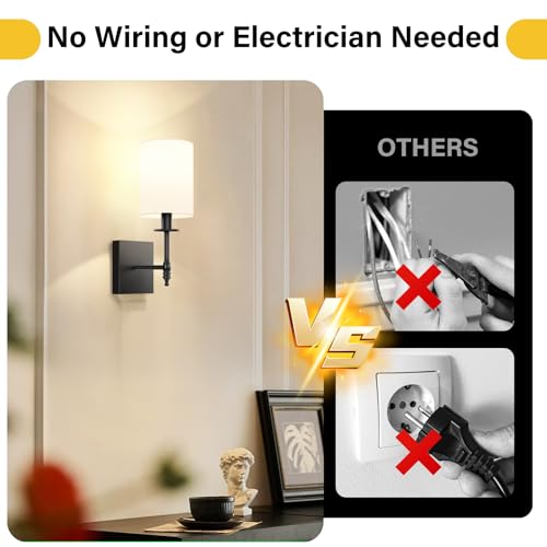 14 Inch Black Battery Operated Wall Sconces Set of 2 (2 Count)