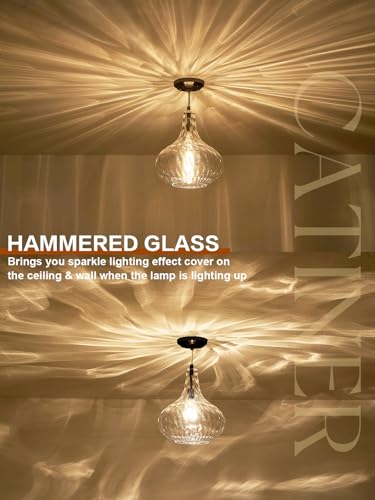 11" Clear Hammered Glass Pendant Light
