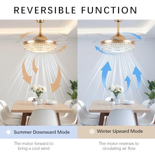 42" Retractable Ceiling Fans with Lights