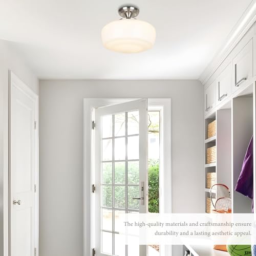 Large Schoolhouse Style Semi Flush Mount Ceiling Light Fixture