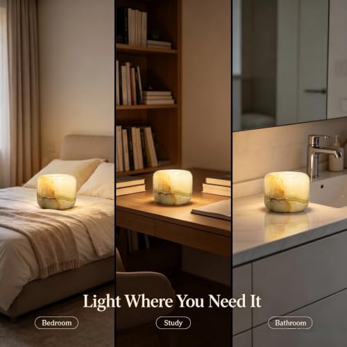 Natural Marble Lamp Cordless Touch Control Night Light 3