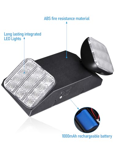 4 Pack LED Emergency Lights with Battery Backup UL Listed Black (4 Count)