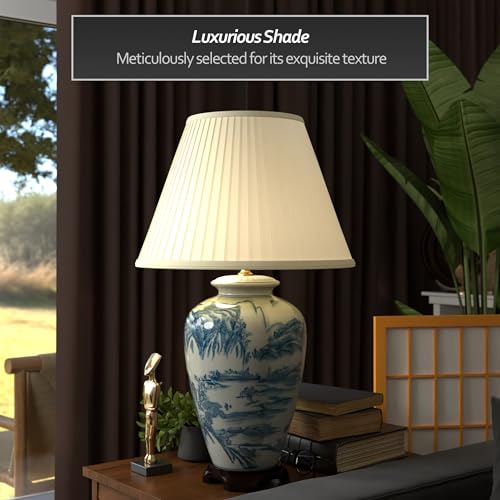 29" Blue and White Chinese Landscape Lamp