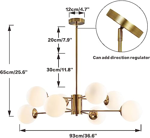 Lighting 8 Light Glass Sputnik Chandelier Light Modern Gold Chandeliers Pendant Light Fixture Vintage Globe Ball Ceiling Flush Mount Light Fixture Kitchen Island