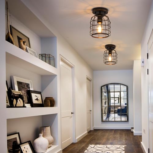 Industrial Vintage Flush Mount Ceiling Light (2 Count)