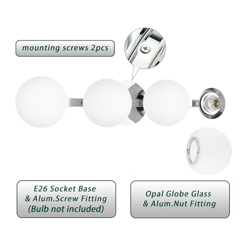 Chrome Globe Bathroom Vanity Light Fixtures