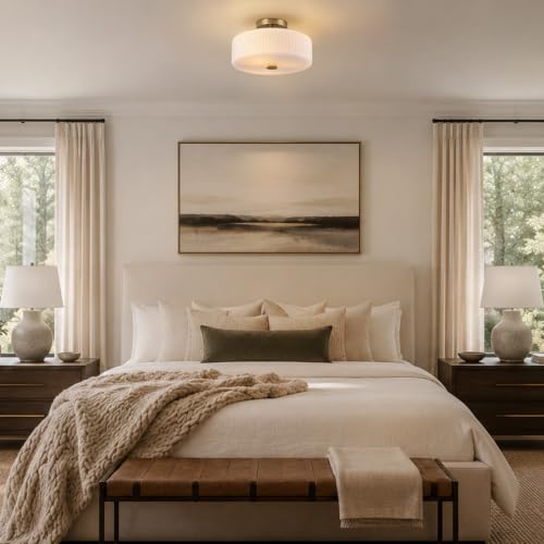 Mid Century Modern Gold Semi Flush Mount Ceiling Light