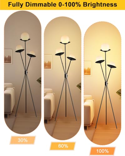 3 Globe Dimmable Tripod Floor Lamp (3 Count)