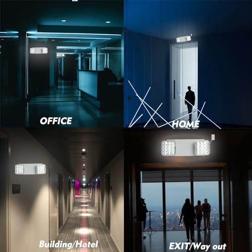 Plug in Emergency Lights for Business Home Power Failure 4Hours 300lm LED Commercial Emergency Light Fixtures with Battery Backup Rechargeable Adjustable Two Heads AC85