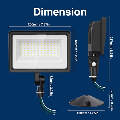 65W LED Flood Lights Outdoor with Knuckle Mount (2 Count)
