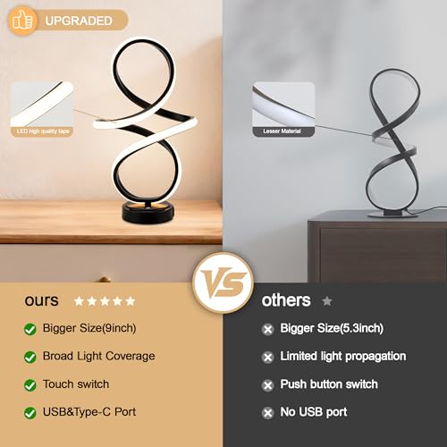 Modern Small Table Lamp with LED Spiral Design
