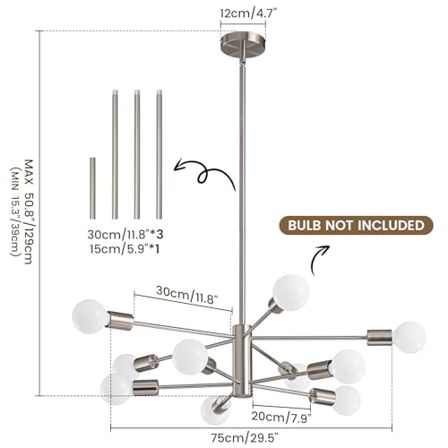 Modern Chandelier Light Fixture Brushed Nickel Sputnik Chandelier 10 (10 Count)