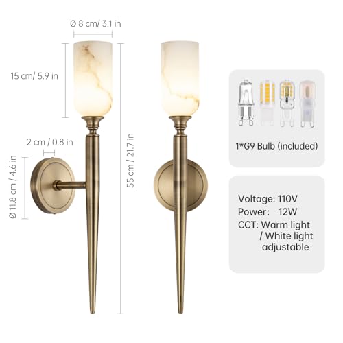 Aged Brass Alabaster Wall Sconce 1 Pack