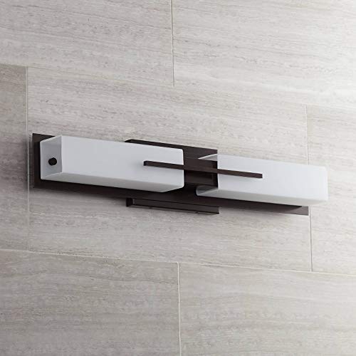 Midtown 23 1 2" White Glass Bronze Bath Bar Modern Wall Light Fixture