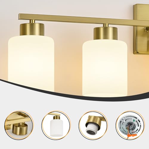 Brushed Gold Bathroom Light Fixtures Vanity Lights Over Mirror