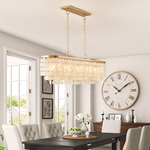 5 Light Capiz Shell Rectangular Chandelier