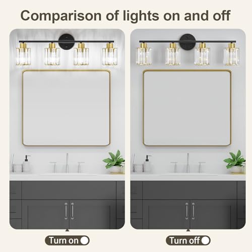 Modern Black Gold Crystal Bathroom Light Fixtures