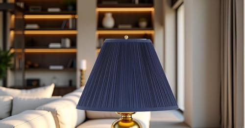 33195 Transitional Hardback Empire Shaped Mushroom Pleated Dark Blue Spider Shade