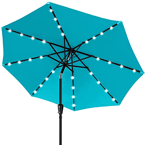 Solar Led Patio Umbrella with 32 Lights 11FT