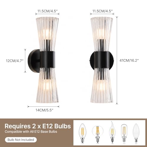 Black Glass Wall Sconce Light