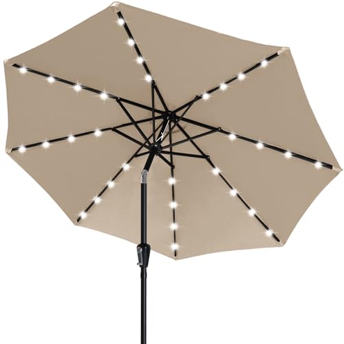 Solar Led Patio Umbrella with 32 Lights 11FT