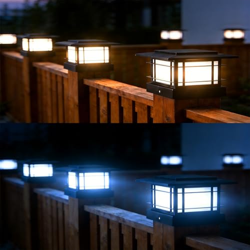 4x4 Solar Post Cap Lights Outdoor with 2 Color Modes (6 Count)