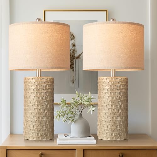 23" Modern Ceramic Table Lamp Set of 2 (2 Count)